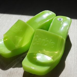 Barbie Women's Neon Green Slide Sandals